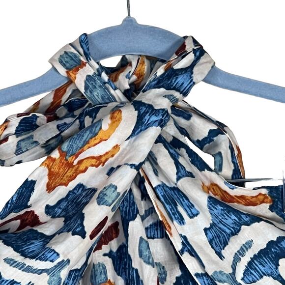 Christian Siriano Women’s Linen Blend Ikat Print Cropped Halter Top Small NWT - Picture 2 of 10